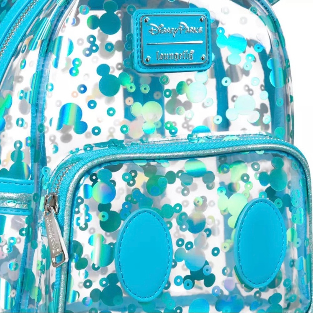 Disney Loungefly Mickey Mouse Icon Clear Blue Mini Backpack - Picture 2 of 3